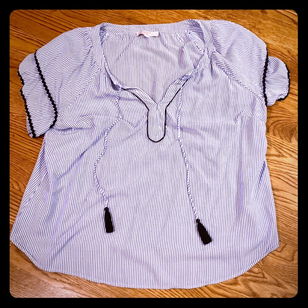 LOFT plus preppy blue striped top sz 20